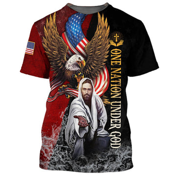 FUNSTUFFPRINT One Nation Under God Patriotic Eagle American Flag 3D All Over Printed Shirt for Men and Women
3D T-shirt
