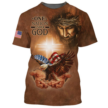 FUNSTUFFPRINT One Nation Under God Shirts American Eagle Christian Jesus 3D All Over Printed Shirt for Men and Women
3D T-shirt