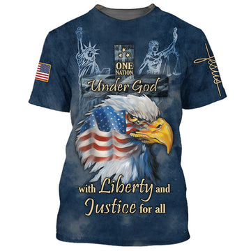 FUNSTUFFPRINT One Nation Under God With Liberty And Justice For All 3D All Over Printed Shirt for Men and Women
3D T-shirt