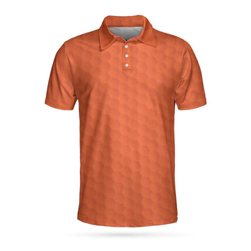 Orange Golf Ball Pattern Short Sleeve Polo Shirt For Golf, All Over Print Golf Shirt For Men