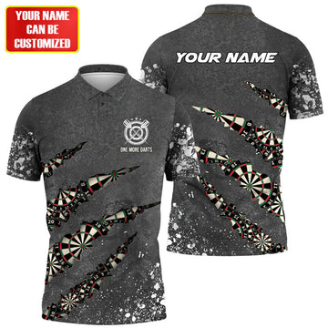 Custom One More Darts Personalized Name Polo Shirt For Darts Player, Shirt For Son And Husband, Love Dart T Shirt