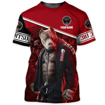 Custom Jiu Jitsu Pitbull 3D Shirt Men Women, Jiu Jitsu Player Funny Shirt, Jiu Jitsu Lover Gift