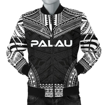 FUNSTUFFPRINT Palau Polynesian Chief Men's Bomber Jacket - Black Version - 3D Bomber Jacket