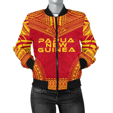 FUNSTUFFPRINT Papua New Guinea Flag Polynesian Chief Women'S Bomber Jacket - 3D Bomber Jacket
