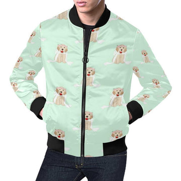 FUNSTUFFPRINT Pattern Print Golden Retriever Mens 3D Bomber Jacket