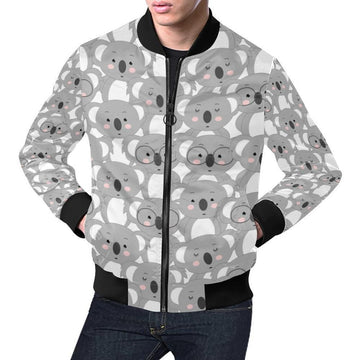 FUNSTUFFPRINT Pattern Print Koala Mens 3D Bomber Jacket