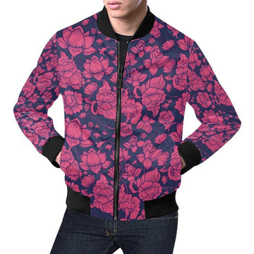 FUNSTUFFPRINT Pattern Print Lotus Mens 3D Bomber Jacket