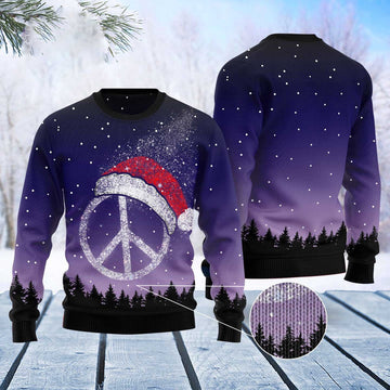 FUNSTUFFPRINT Peace Hippie Ugly Christmas Sweater, Christmas Sweater, Ugly Sweater, Funny Xmas Sweaters Ugly Sweater