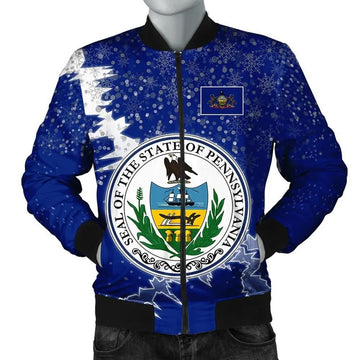 FUNSTUFFPRINT Pennsylvania Christmas Coat Of Arms Men Bomber Jacket Style 3D Bomber Jacket