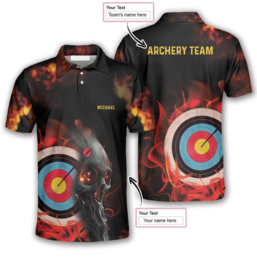 Custom On Fire Red Skull Custom Archery Shirts For Men, Personalized Archery Shirt, Idea Gift For Archer