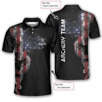 Custom Archery Smoky Us Flag Custom Archery Shirts For Men, Perfect Uniform Archery Team