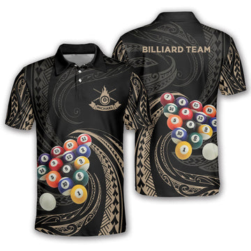 Custom Roll Tribal Billiard Personalized Name Unisex Polo Shirt, Gift for Billiard Players