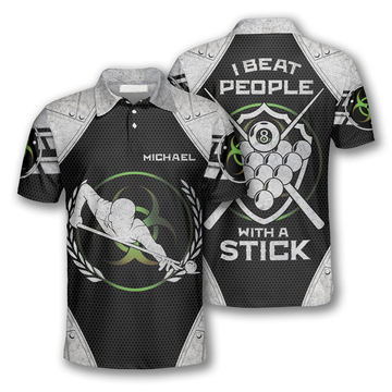 Custom Billiards Silhouette I Beat People With A Stick Custom Billiard Shirts For Men