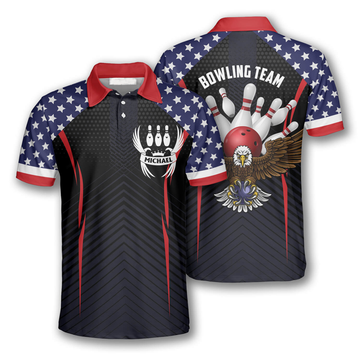 Custom Bowling Eagle American Flag Custom Bowling Shirts For Men