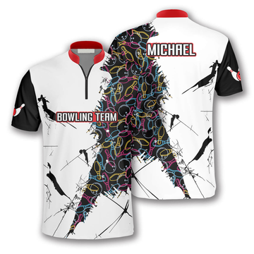 Custom Bowling Force Custom Bowling Jerseys for Men, Zipper Polo Shirt Bowling Shirt, Gift for Him