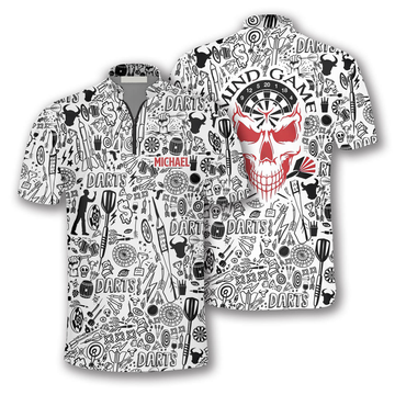 Custom Personalized Doodle Pattern Custom Darts Jerseys for Men, Skull Dart Shirt