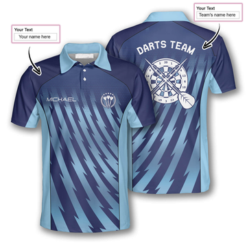 Custom Darts Gradient Blue Custom Polo Shirts for Men, Gift for Dart Player