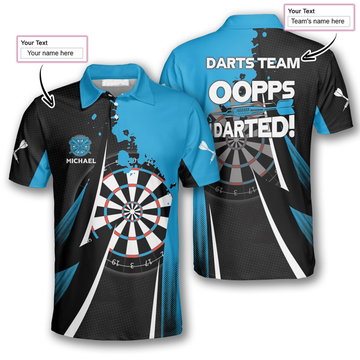 Custom Oopps I Darted Custom Darts Shirts for Men, Black and Blue Dart Polo Shirt