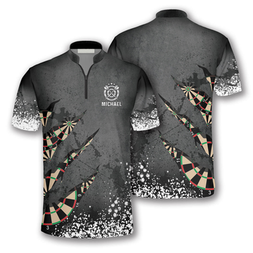 Custom Paint Splash Custom Darts Jerseys for Men, Zipper Polo Shirt Dart Shirt, Dart Jersey Shirt