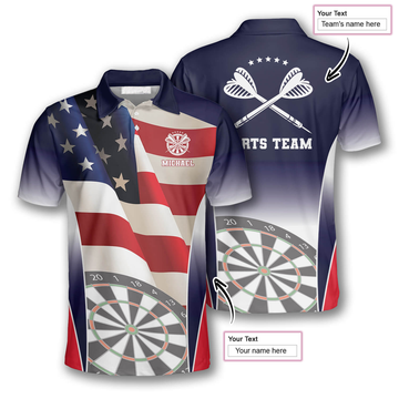 Custom 3D All Over Print Darts Patriotic Flag Version 3 Custom Polo Shirts for Men
