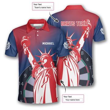 Custom 3D All Over Print Darts Statue of Liberty Custom Polo Shirts for Men