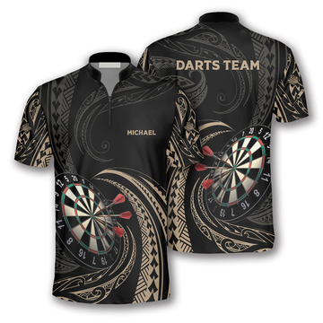 Custom Tangle Tribal Pattern Custom Darts Jerseys For Men, Personalized Name Team Dart Shirt