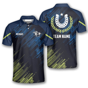 Custom Horse Racing Green Blue Sports Style Custom Equestrian Shirts For Men