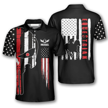 Custom Horse Racing Punisher Skull Custom Equestrian Shirts For Men