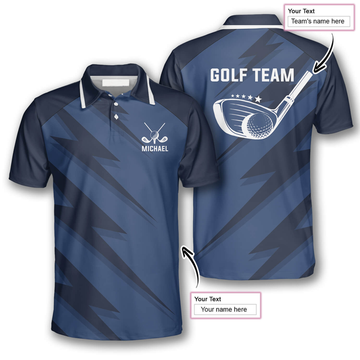 Custom Lightning Blue Custom Golf Polo Shirts for Men