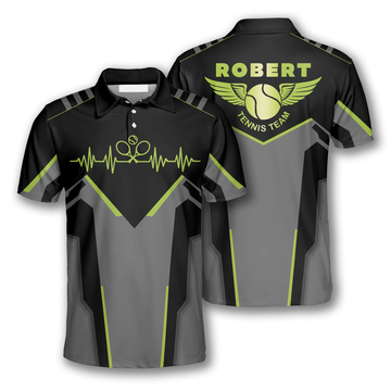 Custom Tennis Heartbeat Pulse Line Custom Polo Tennis Shirts for Men