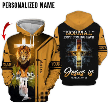FUNSTUFFPRINT CUSTOM 3D Personalized Normal Isn’t Coming Back Jesus Is Revelation 14 Cross Lion 3D All Over Printed Jesus 3D Hoodie and Zip Hoodie