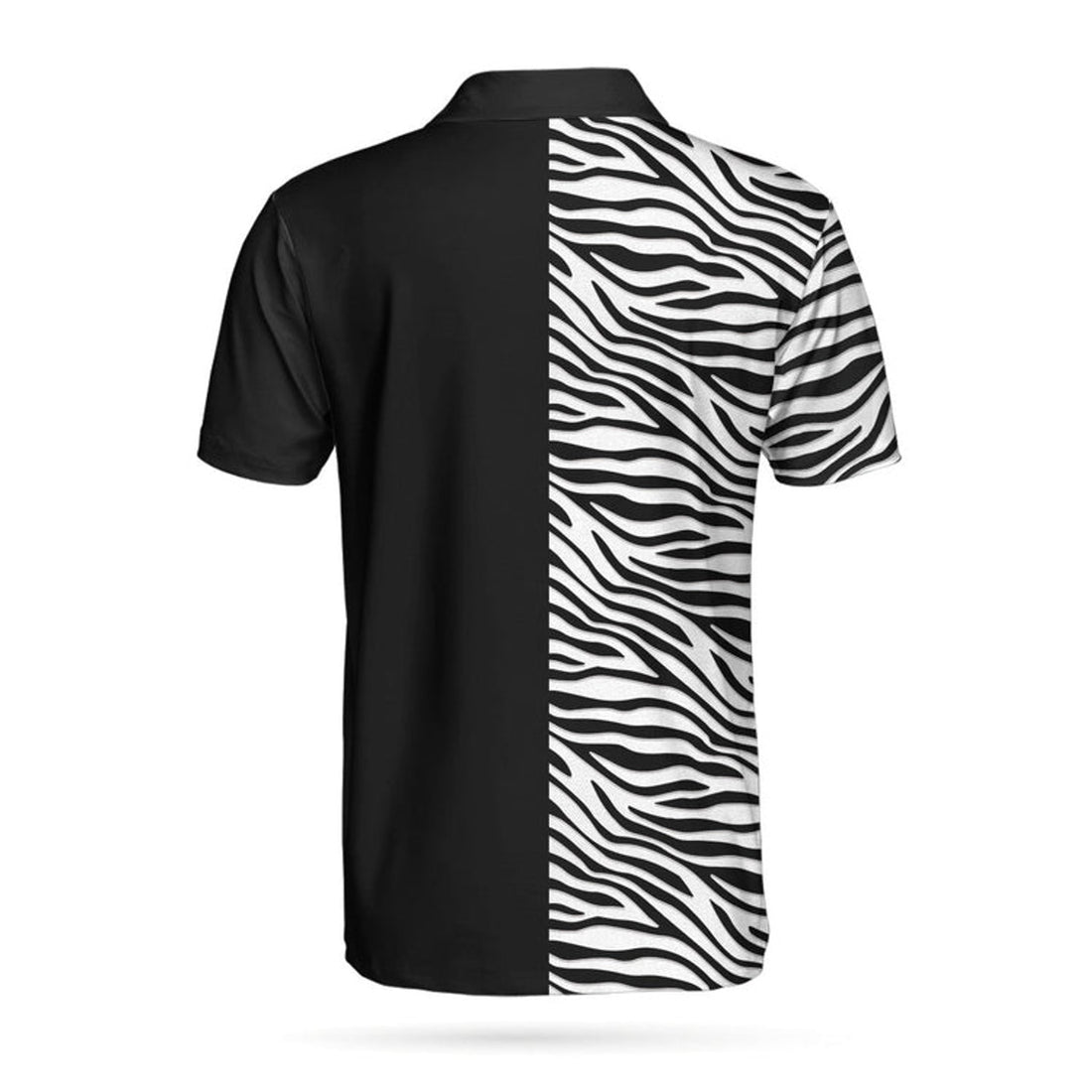 Personalized 2D Zebra Pattern Golf Custom Polo Shirt, Cool Black And White Zebra Golf Shirt For Men