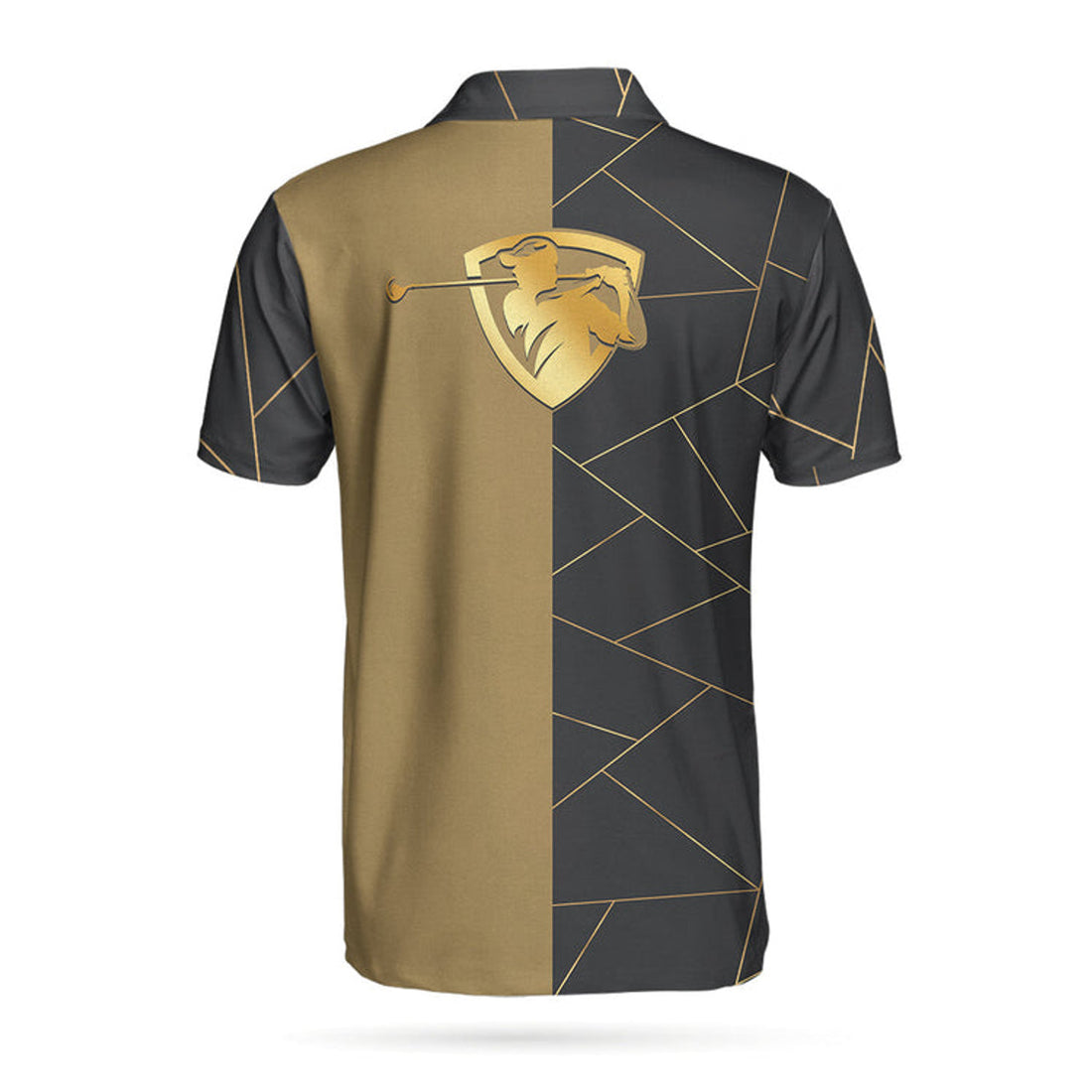 Personalized Golden Lines Golf Short Sleeve Custom Polo Shirt, Luxury Golf Shirt For Men