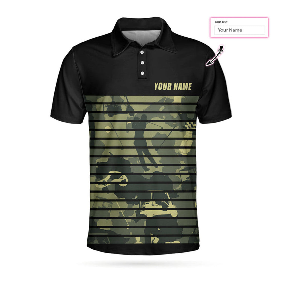 Personalized Golfing Camouflaged Fore Custom Polo Shirt, Golfing Horizontal Stripes Polo Shirt, Camo Golf Shirt For Men