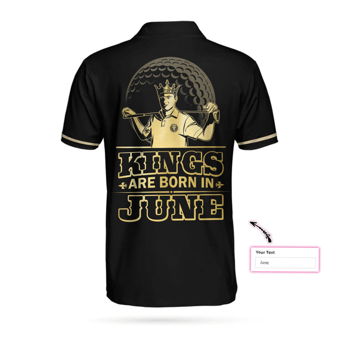 Personalized Kings Are Born Custom Polo Shirt, Luxury Black And Gold Polo Shirt, Cool Golf Shirt For Men