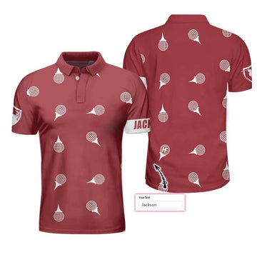 Personalized Red And White Golf Custom Polo Shirt, Golf Tee Pattern Polo Shirt, Cool Golf Shirt For Men