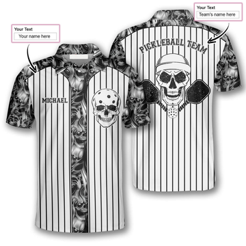 Custom Skull Vertical Stripes Custom Pickleball Shirts For Men