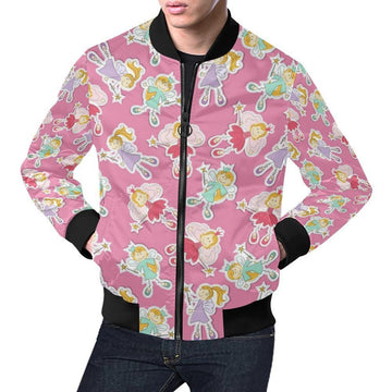 FUNSTUFFPRINT Pink Fairy Pattern Print Mens 3D Bomber Jacket