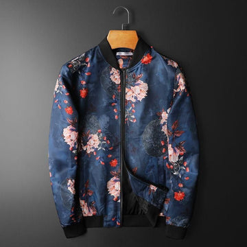 FUNSTUFFPRINT Pink and Red Dahila Printed 3D Bomber Jacket
