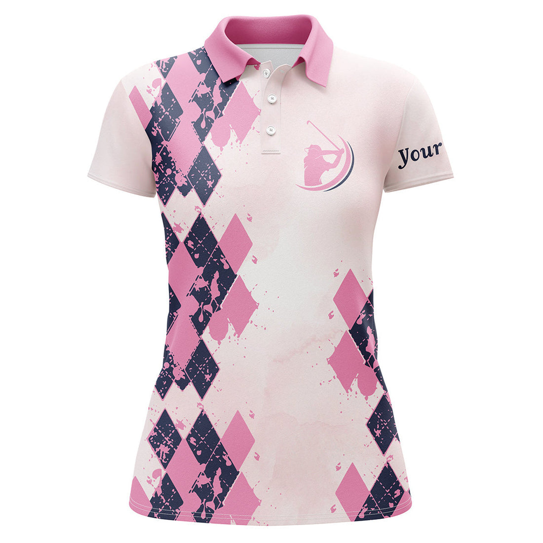 Custom Pink Pattern Womens Golf Polo Shirt Custom Name Unique Gifts For Golf Lovers