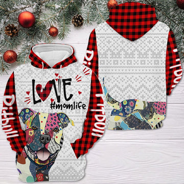 FUNSTUFFPRINT 3D Pitbull Patch Christmas All Over 3D Hoodie and Zip Hoodie