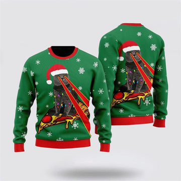 FUNSTUFFPRINT Pizza Cat Christmas Pattern Ugly Christmas Ugly Christmas Sweater For Men And Women, Best Gift For Christmas, Christmas Fashion Winter Ugly Sweater