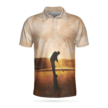 Playing Golf At Sunset Short Sleeve Polo Shirt, Beautiful Scene Polo Shirt, Best Golf Shirt For Men