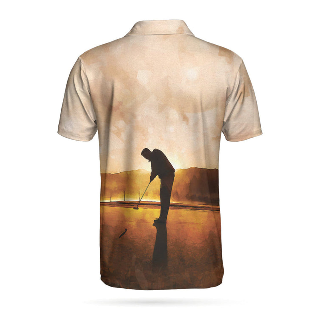Playing Golf At Sunset Short Sleeve Polo Shirt, Beautiful Scene Polo Shirt, Best Golf Shirt For Men