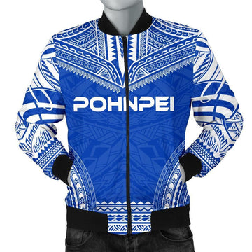 FUNSTUFFPRINT Pohnpei Flag Polynesian Chief Men's Bomber Jacket - 3D Bomber Jacket