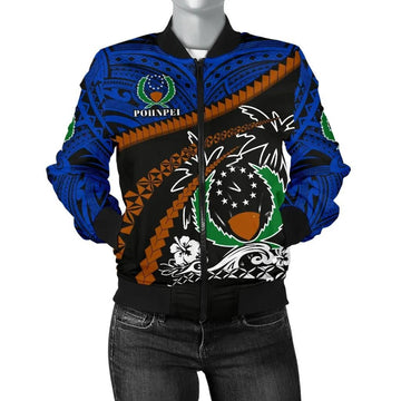 FUNSTUFFPRINT Pohnpei Women Bomber Jacket - Road to Hometown 3D Bomber Jacket