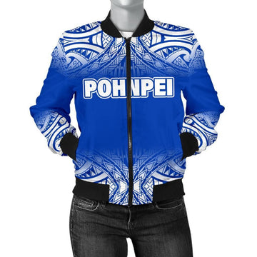 FUNSTUFFPRINT Pohnpei Women's Bomber Jacket - Fog Blue Style - 3D Bomber Jacket