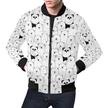 FUNSTUFFPRINT Polar Bear Panda Pattern Print Mens 3D Bomber Jacket