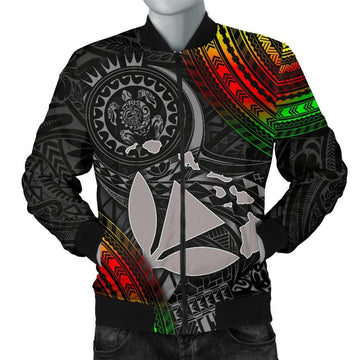 FUNSTUFFPRINT Polynesian Hawaii Men's Bomber Jacket - Kanaka Maoli Hawaiian Map - 3D Bomber Jacket