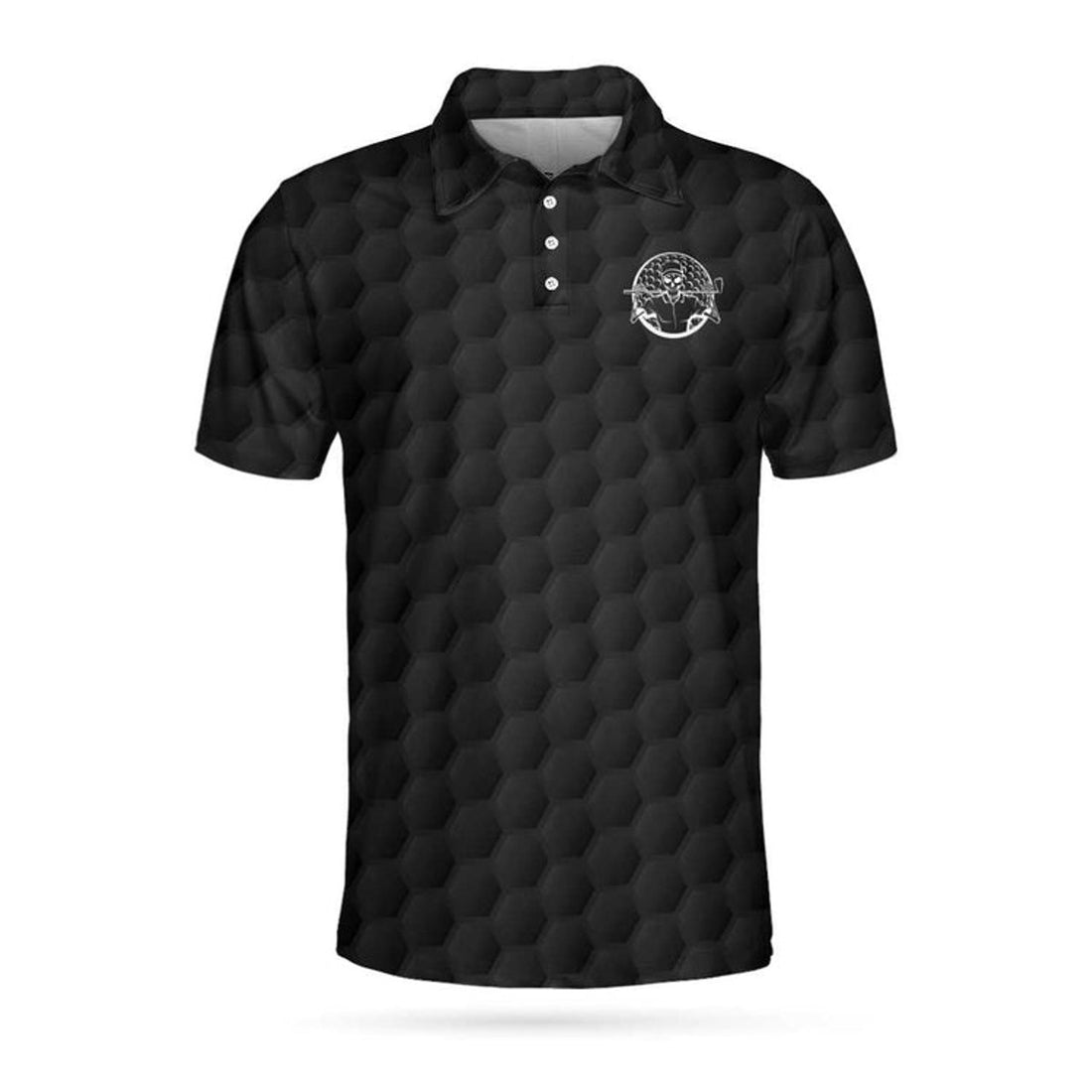 Pray For Birdie Golfing Skeleton Polo Shirt, Black Golf Pattern Skull Polo Shirt, Best Golf Shirt For Men